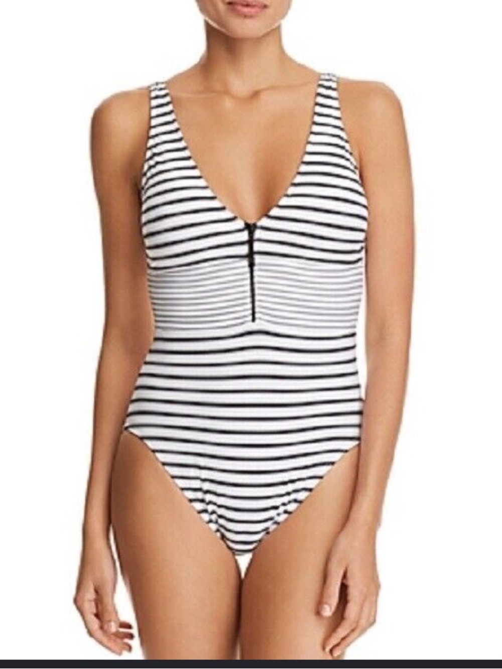 Ralph Lauren Black and White Striped One-Piece Swimsuit